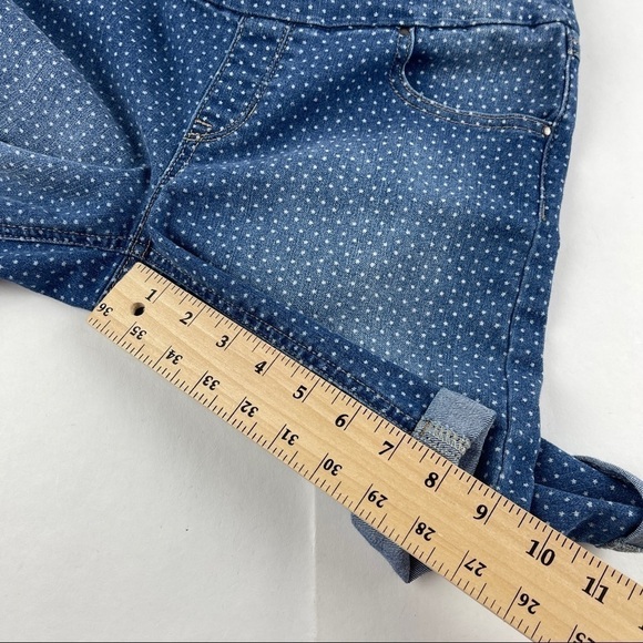 Per Se Jean Shorts Womens Medium Blue Denim White Stars Rolled Hem Pull On - Picture 6 of 7